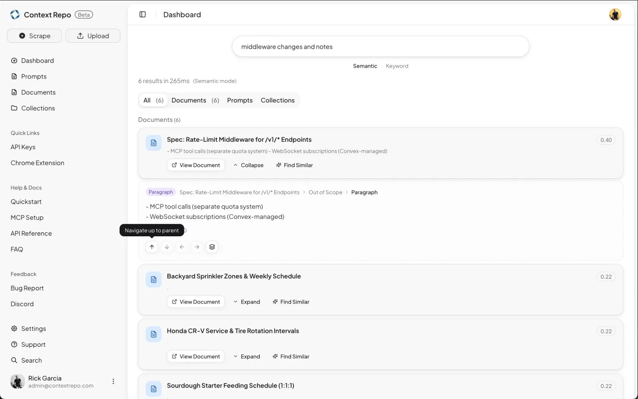 Agent context repo deep search — hierarchical vector retrieval with ranked chunks and sibling navigation for any MCP-compatible AI agent